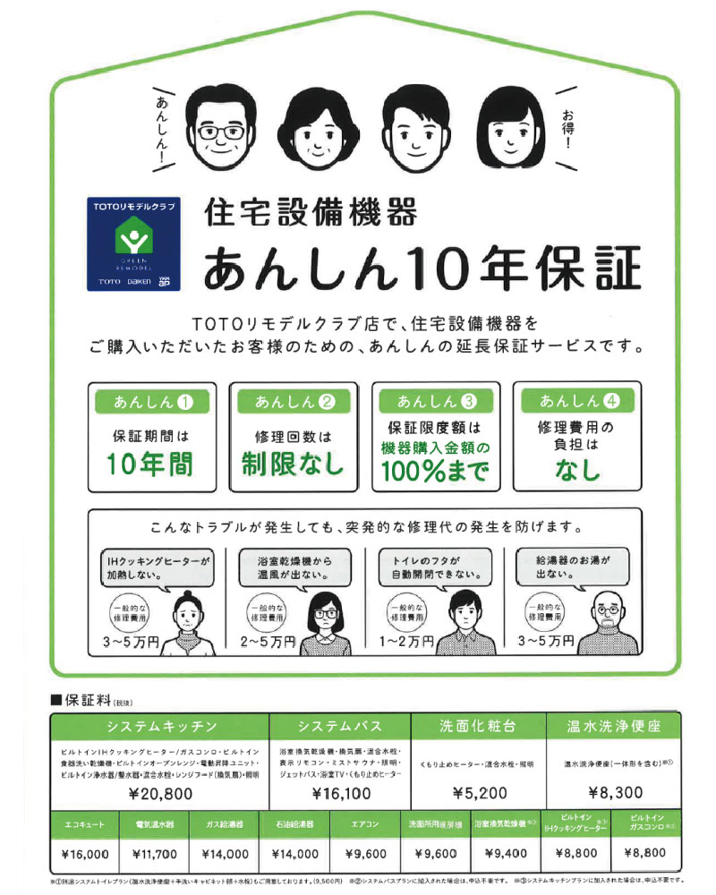 舞鶴　エコビータリフォーム　住宅設備機器　あんしん10年保証
